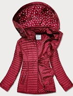 Červená dámská bunda s puntíkovanou podšívkou (SF8981)