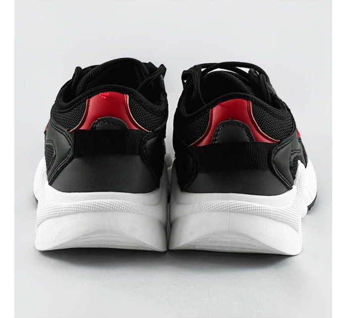 Černé šněrovací sneakersy s barevnými vsadkami (6346)