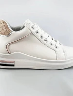 Bílo-béžové sportovní boty se skrytým klínem (666-16)