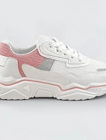 Bílo-růžové dámské sneakersy s brokátovými vsadkami (LU-2)