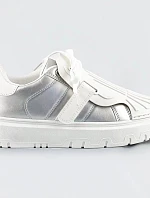 Stříbrno-bílé dámské sportovní boty se zakrytým šněrováním (RA2049)