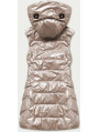 Lesklá béžová dámská vesta s kapucí (B8019-51)