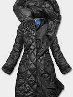 Dámská dlouhá prošívaná bunda černá (ag1-j9082)