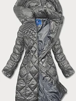 Dámská dlouhá prošívaná bunda šedá (ag1-j9082)