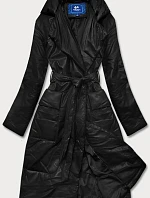 Černá oversize bunda z ekologické kůže (AG1-J9080)