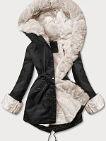 Parka s kožešinovou podšívkou černá-ecru (5M763-392)