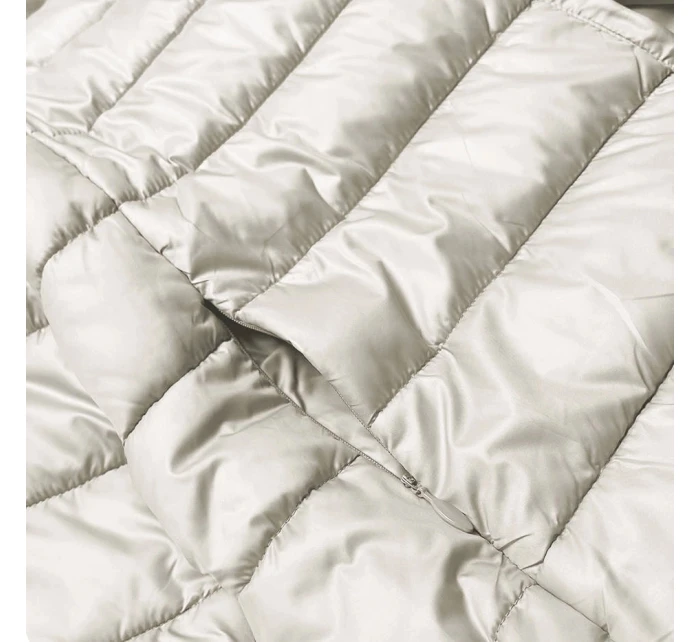 Krátká dámská bunda v barvě ecru s úpletovými stahovacími lemy (P22/P3-6636-12) Krátká dámská bunda v barvě ecru s úpletovými stahovacími lemy (P22/P3-6636-12)