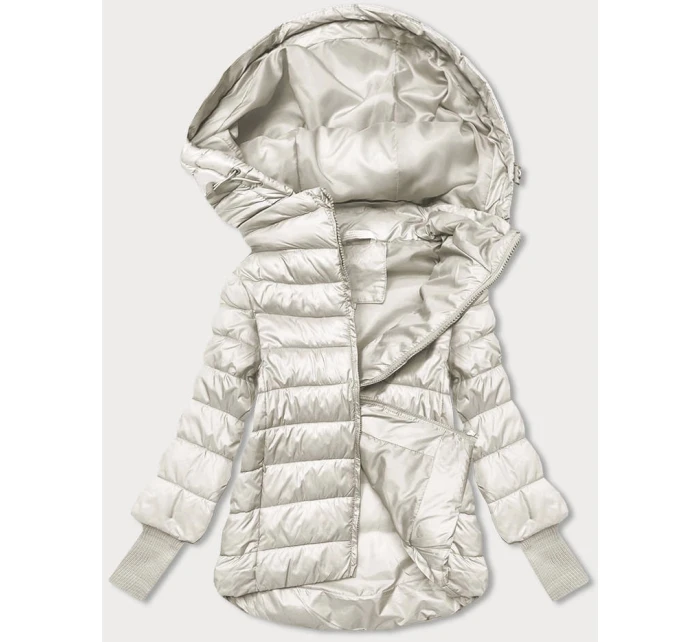 Krátká dámská bunda v barvě ecru s úpletovými stahovacími lemy (P22/P3-6636-12) Krátká dámská bunda v barvě ecru s úpletovými stahovacími lemy (P22/P3-6636-12)