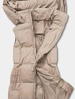 Béžová péřová dámská vesta s kapucí (5M721-62)