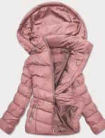 Dámská krátká péřová zimní bunda růžová (5M726-46)