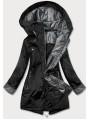Černá dámská bunda s ozdobnými manžetami (BR8079-1)