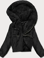Krátká černá dámská kožešinová bunda (R8050-1)