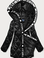 Černá dámská bunda s ozdobnou lemovkou (B8113-1)