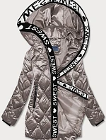 Béžová dámská bunda s ozdobnou lemovkou (B8113-12)