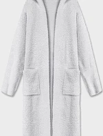 Dlouhá vlněná pláštěnka z alpaky s kapucí světle šedá (M105-1)