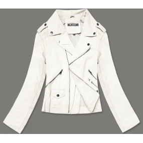 Bílá dámská bunda ramoneska (BN-20025-77) Bílá dámská bunda ramoneska (BN-20025-77)