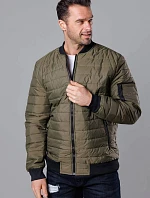 Pánská prošívaná khaki bunda bomber (MY02-3)