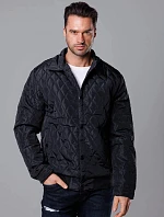 Pánská prošívaná bunda s límcem černá (58M13081-392)