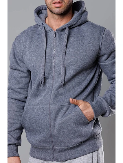 Tmavě šedá pánská rozepínací mikina s kapucí model 18344974 - J.STYLE