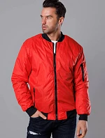 Pánská prošívaná bunda bomber s podšívkou červená (AK95-5)