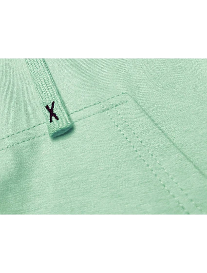 Krátká tepláková mikina v pistáciové barvě s kapucí model 18378848 - J.STYLE