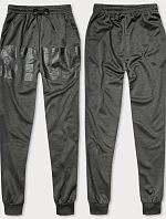 Pánské tepláky s potiskem tmavě šedé (8K191)