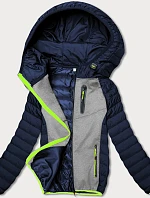 Dámská sportovní bunda s neonovými vsadkami tmavě šedá (8M911-215)