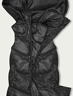 Dlouhá péřová vesta s kapucí černá (5M3183-392)