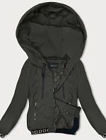 Krátká bunda s ozdobným žebrováním armáda (16M9083-136)