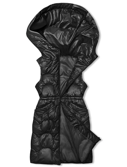 Černá vypasovaná vesta s kapucí model 18846316 - S'WEST
