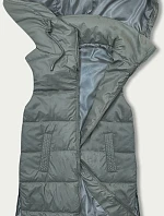Dámská khaki bunda bez rukávů s kapucí (B8212-11)