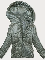 Dámská prošívaná krátká bunda khaki (B8185-11)