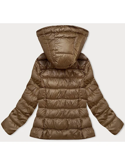 Hnědá prošívaná dámská zimní bunda s kapucí model 21245959 - W COLLECTION