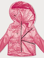 Dámská krátká bunda s kapucí růžová (B8216-83)
