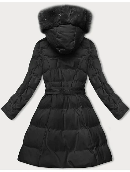 Černá dámská zimní bunda s ozdobnou kožešinou model 21246197 - J.STYLE