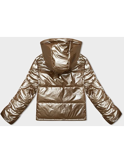 Krátká béžová dámská oversize bunda model 21246267 - J.STYLE