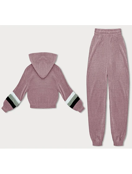 Růžová dámská tepláková souprava s barevnými vsadkami model 18901910 - LHD