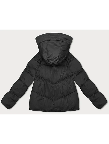 Volná černá dámská bunda s kapucí model 21246327 - Miss TiTi