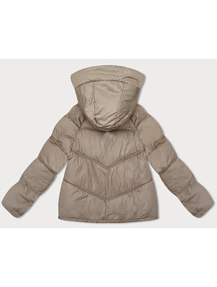 Volná béžová dámská bunda s kapucí model 21246339 - Miss TiTi