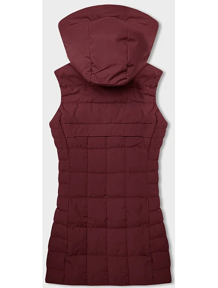 Tmavě červená dámská vesta s kapucí model 18956975 - J.STYLE