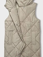 Dámská dlouhá vesta oversize světle béžová (5M3165-62)