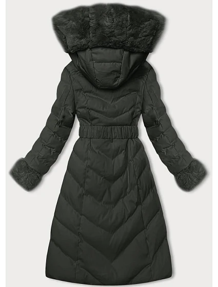 Dámská zimní bunda v army barvě s páskem model 21246690 - J.STYLE Dámská zimní bunda v army barvě s páskem model 21246690 - J.STYLE