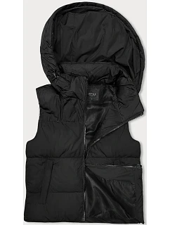 Dámská krátká vesta s kapucí j.style černá (16M9112-392)