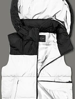 Dámská krátká vesta s kapucí j.style bílo-černá (16M9112-281)