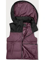 Dámská krátká vesta s kapucí j.style fialovo-černá (16M9112-53) Dámská krátká vesta s kapucí j.style fialovo-černá (16M9112-53)