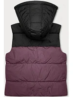 Dámská krátká vesta s kapucí j.style fialovo-černá (16M9112-53) Dámská krátká vesta s kapucí j.style fialovo-černá (16M9112-53)