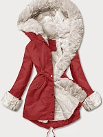 Parka s kožešinovou podšívkou tmavě červená (5M763-6)