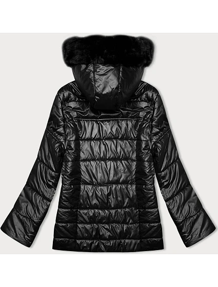 Černá prošívaná dámská bunda s kapucí model 21246815 - S'WEST