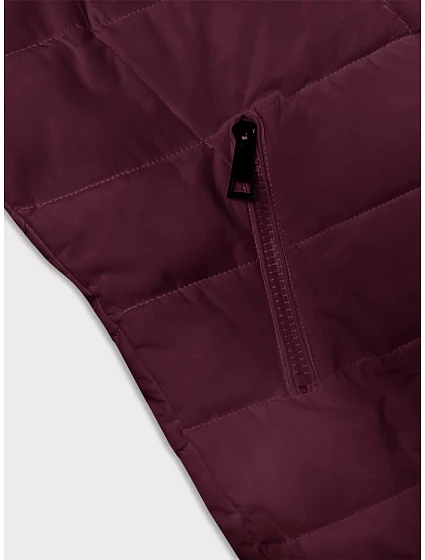 Prošívaná dámská zimní bunda ve vínové bordó barvě s kapucí model 21246916 - LHD