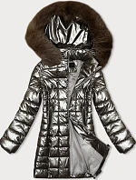 Dámská metalická bunda s kapucí J Style starozlatá (16M9120-403)